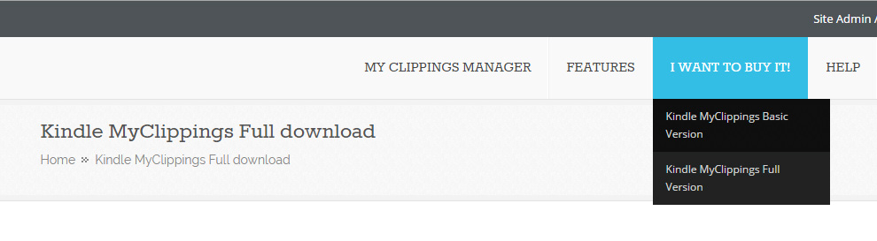 Kindle MyClippings Manager Download button